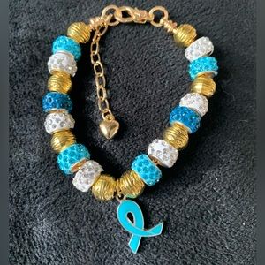 Teal/turquoise awareness bracelet